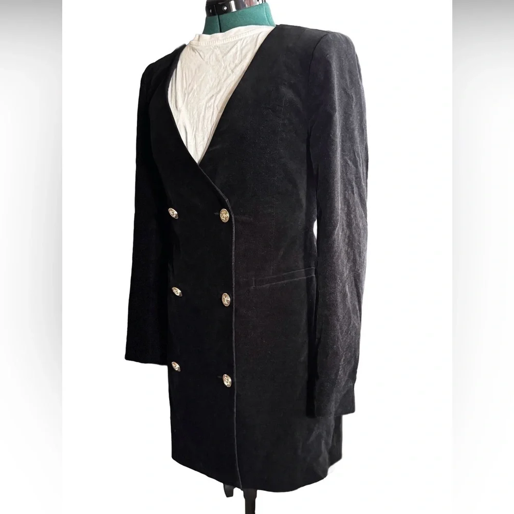 EUC Good American Velvet Double Breasted Boss Blazer Dress Size 2 - Picture 4 of 16